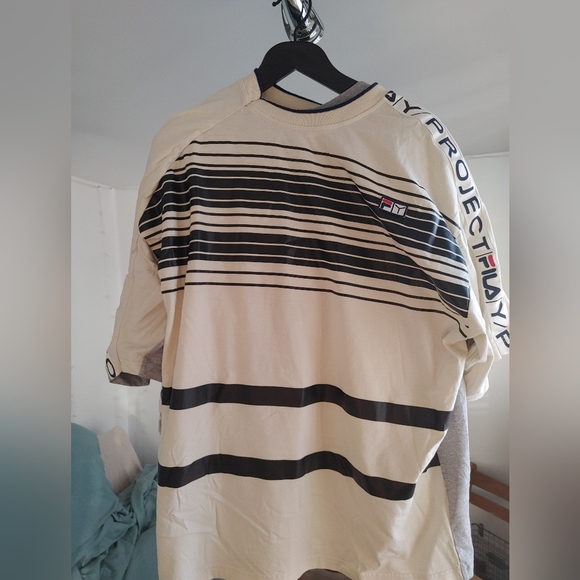 Y/Project x FILA Other - Grey And Ecru Y/Project x FILA Reversible Stipe T-Shirt